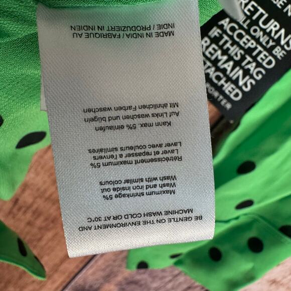 Ganni Dress Dainty Georgette Wrap Polka Dot Classic Green Size 42 Versatile - Picture 8 of 15